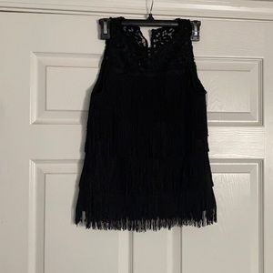 WHBM Sleeveless Fringe Top